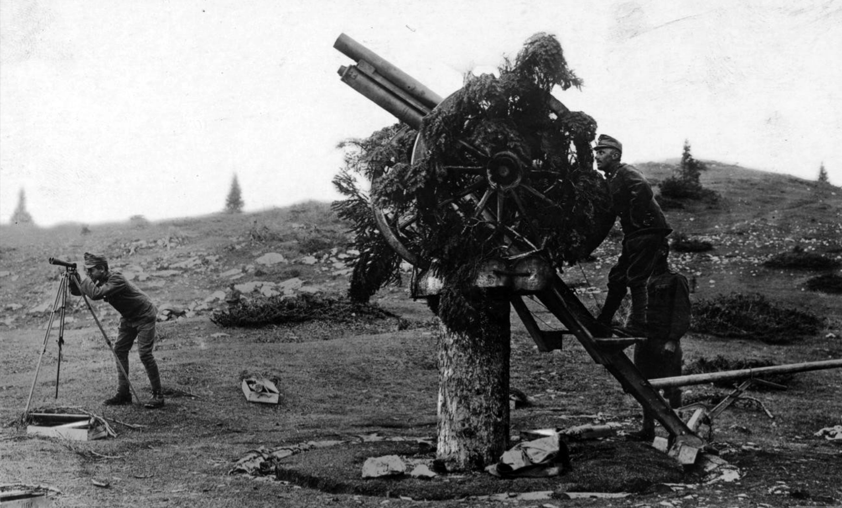 Légvédelemre használt gyalogsági ágyú az olasz fronton