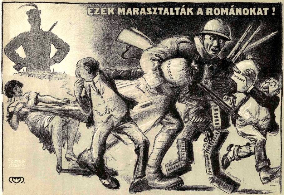 Sztereotíp zsidó figurák, mint románmarasztalók egy 1919-es plakáton