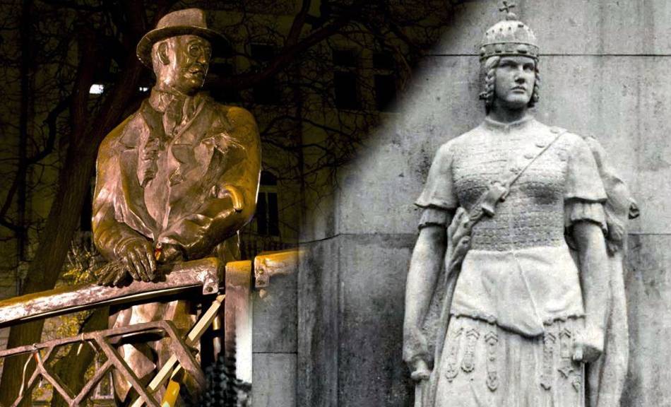 A Nagy Imre-szobor és a Nemzeti Vértanúk emlékműve