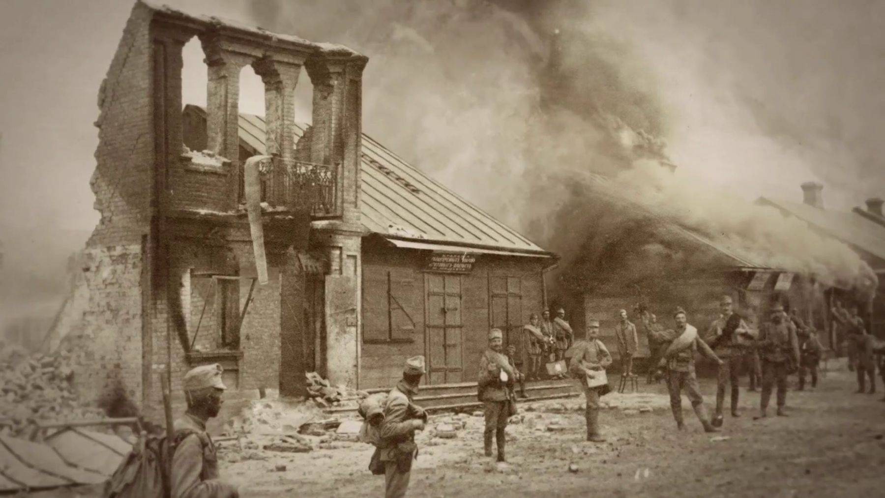 Osztrák-magyar csapatok a bombázás alatt álló Limanovában