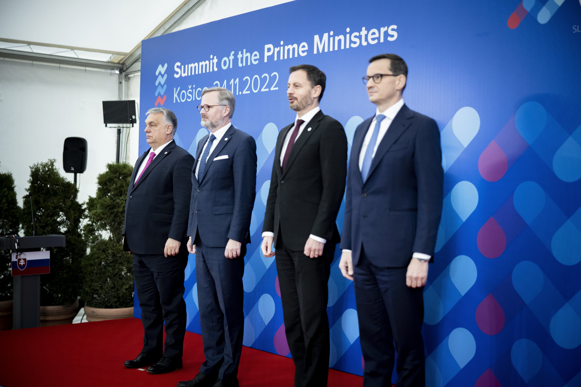 Orbán Viktor, Petr Fiala, Eduard Heger, Mateusz Morawiecki, V4